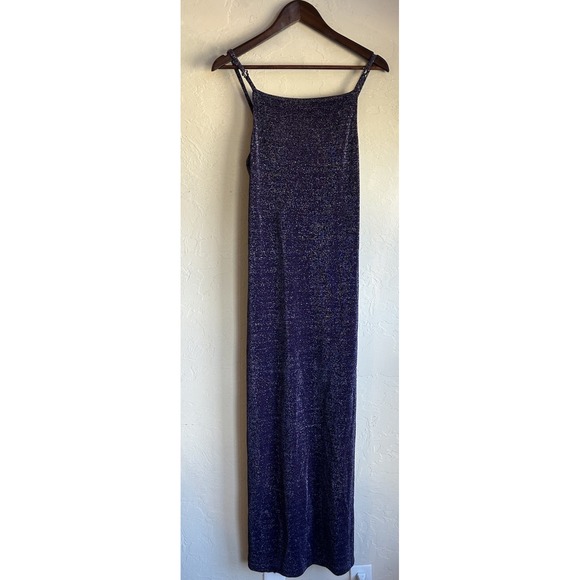 Vintage Y2K All That Jazz Maxi Formal Dress M Purple Glitter Butterfly Prom Slip - Picture 5 of 12